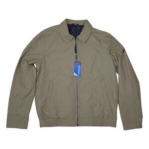 Nautica Mens M Performance Bomber Jacket Water Wind Resistant Khaki Polyester